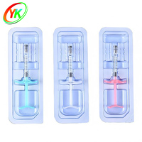 Seringue en verre transparente de 1 ml avec pièces détachées, piston à butée personnalisée, et boîte blister scellable en papier DuPont