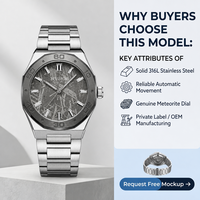 Fabrik-Meteoritenzifferblatt Edelstahlarmband 8215 Automatische Mechanische Selbstaufziehende Herren-Armbanduhr Private Label Uhr