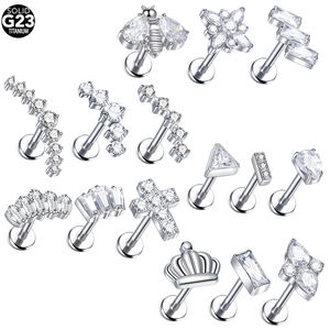<span class=keywords><strong>Piercing</strong></span> de <span class=keywords><strong>Labio</strong></span> G23 de Titanio con Circonitas, <span class=keywords><strong>Piercing</strong></span> de Cartílago, Tragus, Joyería para Perforaciones Corporales para Chicas - Product Image 3