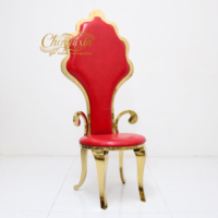 Vente en gros de chaises royales de mariage à dossier haut de luxe chaises de décoration de fête pour les mariés en or brillant pour événements modernes