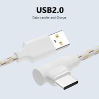 Câble USB-C vers USB-A coudé à 90 degrés OEM, conducteur en cuivre pur, gaine tressée PVC/Nylon, cordon de charge rapide pour smartphones et ordinateurs