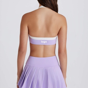 Conjuntos de minifaldas de tenis estampadas para mujer, venta al por mayor, logotipo personalizado, top sexy para pickleball, ropa deportiva blanca, de secado rápido y que absorbe la humedad. - Product Image 5