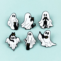 Ensemble de broches fantômes mignons d'Halloween en alliage de zinc, badges en forme de fantômes avec technique d'huile coulante pour vêtements, sacs, épingles de revers et accessoires