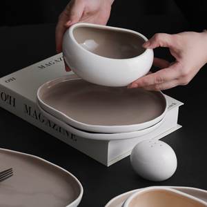 Service de table en céramique écologique d'inspiration nordique blanc de haute qualité, blanc et gris, plats principaux disponibles, prix de gros - Product Image 3