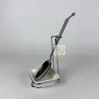 Cuillère de service en acier inoxydable avec support métallique et plateau anti-goutte en céramique, ensemble repose-cuillère pour buffet, hôtel, banquet, restauration