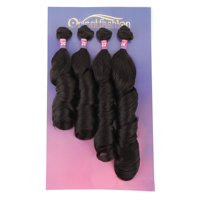 Extensions de Cheveux Humains Semi-Naturels Ondulés Effet Bouncy, Paquets Mixtes Synthétiques
