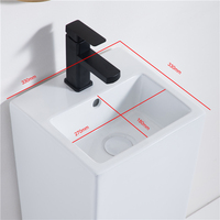 Eropa Freestanding Satu Piece Putih Persegi Solid Permukaan Kamar Mandi Keramik Alas Wastafel Tempat Cuci Tangan Alas Wastafel