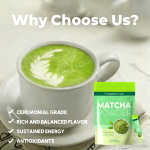 Venta al por mayor de fábrica, marca privada, 100% Matcha orgánico en polvo, Matcha ceremonial de primera calidad, paquetes de té verde Matcha en polvo - Product Image 3