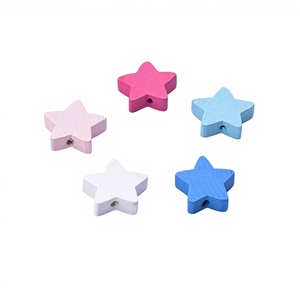 Nouvelles <span class=keywords><strong>perles</strong></span> en <span class=keywords><strong>bois</strong></span> créatives DIY en forme d'étoile à cinq branches, colorées, pour la fabrication de colliers faits main pour enfants - Product Image 1