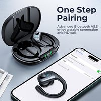 Headset T19 Best Seller, Earbuds Nirkabel, Waktu Putar Lama, Earbuds IPX7, Earphone Olahraga, Earhook Over-Ear untuk Olahraga