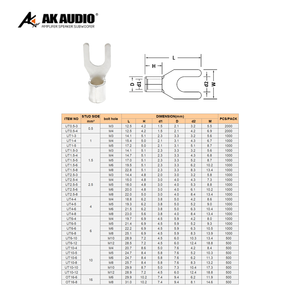 UT6 UT en forme de fourche borne nue borne de connexion borne pressée à froid fil oreille cuivre nez fin fil <span class=keywords><strong>connecteur</strong></span> - Product Image 6