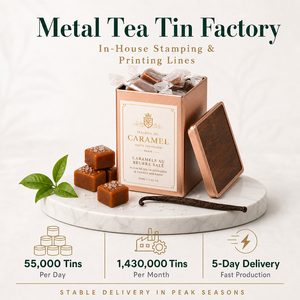 Boîte d'emballage carrée <span class=keywords><strong>de</strong></span> luxe pour bonbons, marque privée, avec couvercle amovible, pour bonbons au beurre et au caramel <span class=keywords><strong>de</strong></span> qualité supérieure, boîte en étain personnalisée avec logo - Product Image 2