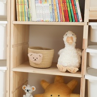 Guzhen Dahong Massivholz Spielzeug-Aufbewahrungsschrank Verstellbare Trennwände Bilderbuch-Vitrine Original Holzfarbe Laminat