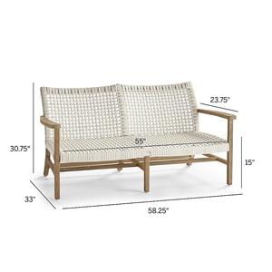 Canapé d'extérieur moderne en résine tressée de qualité supérieure, en teck et en rotin, avec assise incurvée et arrondie - Product Image 3