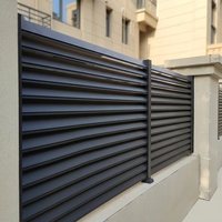 Panneau de clôture à lamelles en aluminium, revêtement poudré noir mat, pour cour, villa, jardin, fabricant en gros