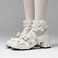 Mocassins Lolita à talon épais et mi-haut, avec sangle à boucle adorable, style printemps, nouvelle tendance mode originale, confortables et mignons, motif patte de chat