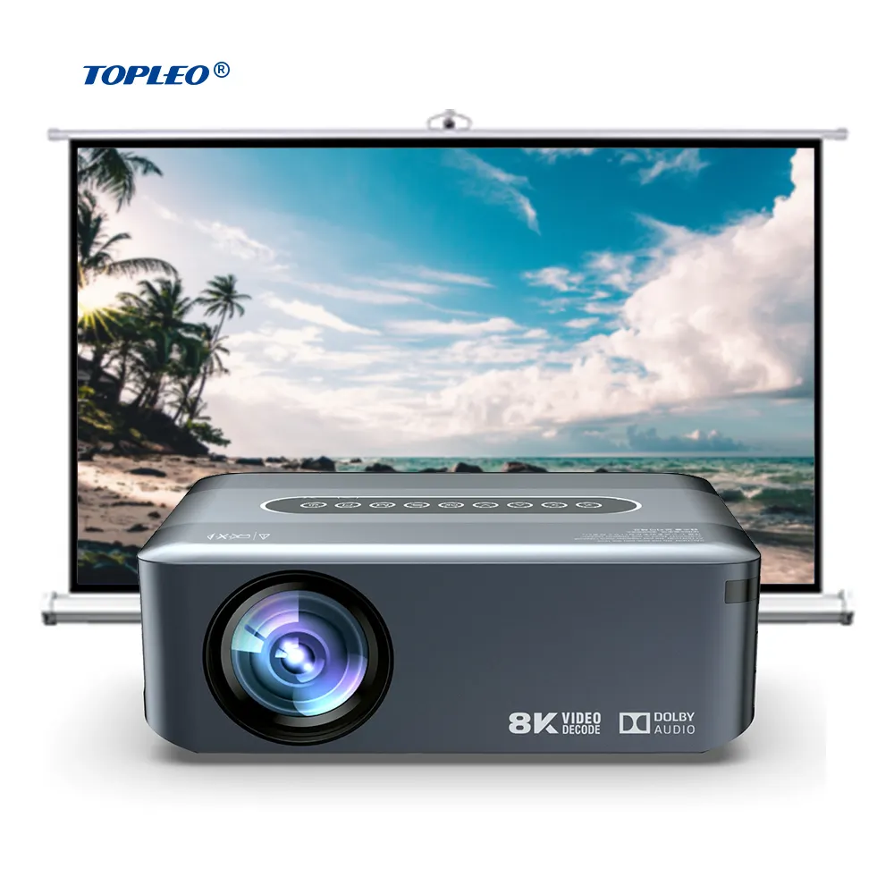 Proiettore Topleo sistema operativo Android WIFI supporto LCD 4K ZOOM 3D videogioco Beamer