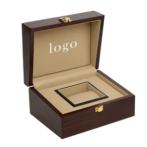Toptan özel Logo ahşap kol saati kutusu siyah ambalaj kutusu izle lüks ahşap özel saat kutusu & case cajas para reloj için