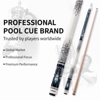 Queue de billard JMC Tech en érable et ébène, 2 pièces, faible déviation, joint en acier inoxydable, pointe de 12,5 mm, 58 pouces, haute qualité