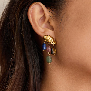 Pendientes de Borla con Piedras Naturales, Acero Inoxidable, Joyería de Moda, Regalo - Product Image 3