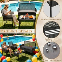 Neues Freizeit-Gartenmöbelset aus grauem Rattan mit wasserdichten Sitzkissen, günstiger Fabrikpreis, Outdoor-Sofa-Set mit Tisch