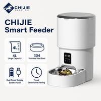 Distributeur automatique intelligent de nourriture pour animaux de compagnie, grande capacité 4L, en acier inoxydable 304, étanche, portable, double alimentation