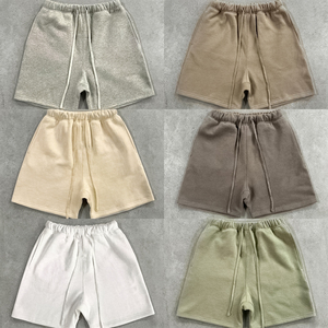 Shorts de jogging pour hommes avec logo personnalisé, cordon de serrage, style streetwear, en coton épais et respirant, décontractés - Product Image 1