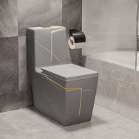 WC monobloc carré personnalisable en céramique marbre noir pour salle de bain