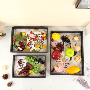 Ensemble de 3 plateaux à collation en bois pour fêtes d'Halloween, rangement rectangulaire avec poignées - Product Image 4