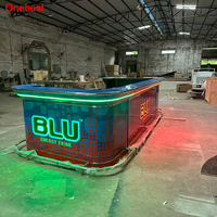 Comptoir de bar industriel noir Meubles de bar de luxe à LED pour discothèque hôtel et banquet Tables de bar