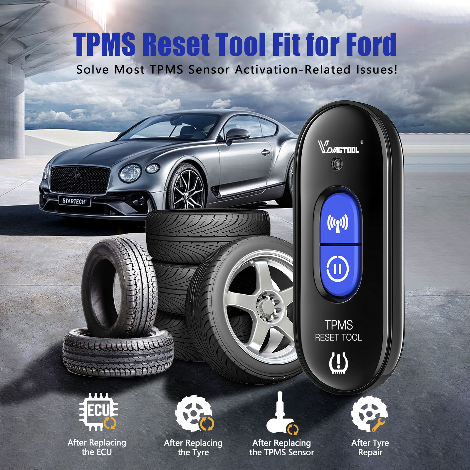 Sensore TPMS Universale Per Auto - Strumento Di Ripristino E Riapprendimento Pressione Pneumatici