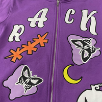 Sweat à capuche personnalisé avec broderie 3D, motif graffiti, style décontracté hip-hop, coupe classique, veste pull-over