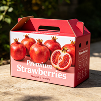 Boîte d'emballage personnalisée en carton ondulé de qualité alimentaire pour fruits, motif cœur rouge, avec poignée