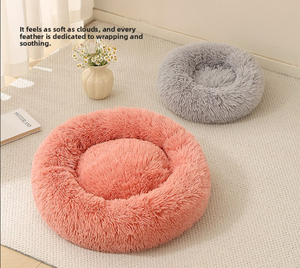 Niches pour chiens, niches pour chats, niches pour animaux de compagnie - Lit rond en peluche pour animaux de compagnie, pour un sommeil profond et chaud en hiver. Vente en gros d'usine. - Product Image 5