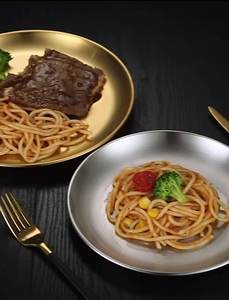 Plat <span class=keywords><strong>de</strong></span> <span class=keywords><strong>cuisson</strong></span> minimaliste et personnalisable rond en acier inoxydable <span class=keywords><strong>de</strong></span> qualité alimentaire pour restaurants à domicile - Product Image 3