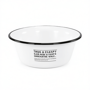 Bol en émail KARL KRGER blanc avec bord noir, plat de service de 10 pouces - Product Image 2