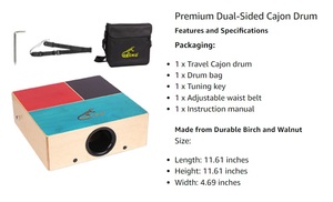 Gecko C-69 Xách Tay Cajon Hộp Trống Kép Chơi Bề Mặt Bộ Gõ Nhạc Cụ <span class=keywords><strong>Bongo</strong></span> Snare Chuỗi Cajon Hộp Trống Cho Du Khách - Product Image 6