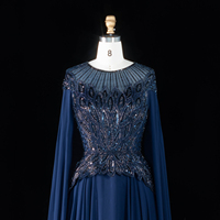 Robe de bal élégante en mousseline avec appliques et perles Sharon Said SS104, style musulman, pour soirée formelle, robe de mariée avec cape, inspirée des tenues arabes saoudiennes