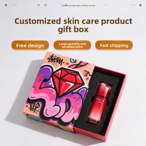 กล่องของขวัญผลิตภัณฑ์บำรุงผิวและเครื่องสำอางลายครีมสีแดงทับทิมแบบกำหนดเอง เป็นมิตรกับสิ่งแวดล้อม พร้อมของตกแต่ง - Product Image 5