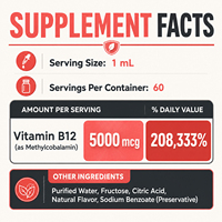 WELLBODY Vitamine B12 Boost d'Énergie Gouttes Liquides Orales Compléments Alimentaires Végétaliens 5000 mcg Vitamine B12 Gouttes Liquides