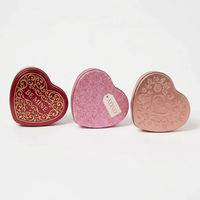Glanzende roségouden hartvormige blikken doosje, elegante metalen sieradendoos voor Valentijnsdag, verloving en romantische verrassingen