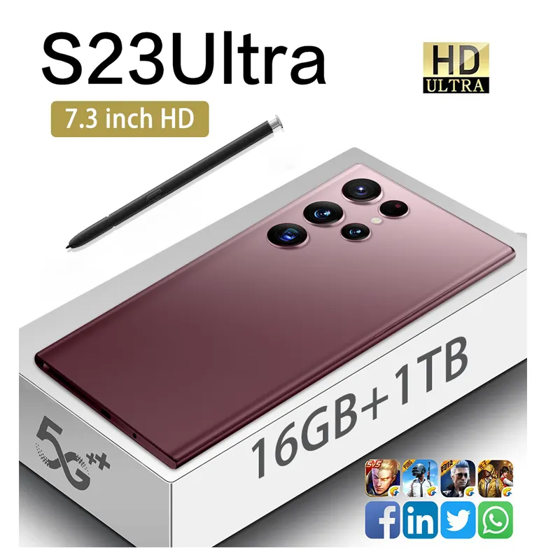 S23 Ultra 5G Smartphone 7.3 אינץ 16GB + 1TB אנדרואיד טלפונים ניידים סמארטפון 16G + 1TB 50MP + 108MP נייד Celular