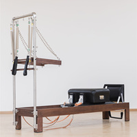 Cama de Pilates Profesional de Madera de Nogal Sólido para Estudio y Hogar