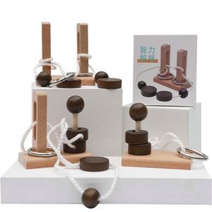 Kids Teen IQ Brain Teaser Game Untie Ring String <b>Puzzles</b> Creative Solution Classic Wooden Rope <b>Puzzle</b> - Product Image 2