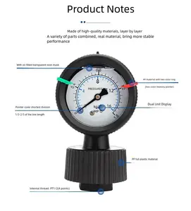 गेज पीपी डायाफ्राम सील दबाव गेज डायाफ्राम सील मैनोमीटर प्रीसर मीटर - Product Image 4