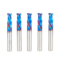 Fraise à queue conique à double dent en carbure monobloc revêtu Nano Blue, queue de 1/8, 1/4, 1/2, 3, 4, 6 mm, pour routeur CNC, sculpture 3D du bois