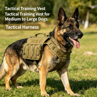 Harnais tactique pour chien avec pochette Molle, anti-traction, réglable, robuste, pour chiens de taille moyenne à grande, pour l'entraînement, la randonnée, personnalisable