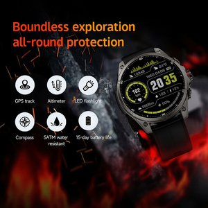 FT66 <span class=keywords><strong>GPS</strong></span> Smart Watch mit Kompass Taschenlampe 3ATM Wasserdichter 660mAh Akku 1,43 Zoll Amoled Display Sport Smartwatch für Männer - Product Image 5