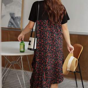 เดรส Runqi N8743 ไซส์พลัส ลายดอกไม้แบบปะติดปะต่อ ทรงเอ ไหล่เฉียง คอเสื้อแบบกลม แขนสั้น เอวต่ำ ทรงไม่สมมาตรสำหรับผู้หญิง - Product Image 5