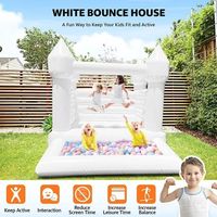 Château de maison de rebond blanc avec maison de rebond gonflable de ventilateur pour la photographie d'affaires de douche de bébé d'anniversaire